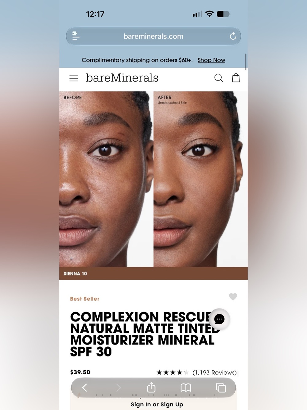 bareMinerals Complexion Rescue Tinted foundation Tinted Shades NWT